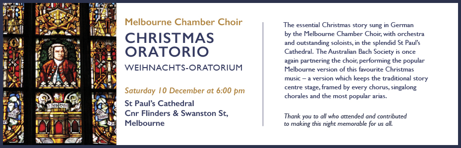 bach christmas oratorio concert st pauls cathedral Melbourne